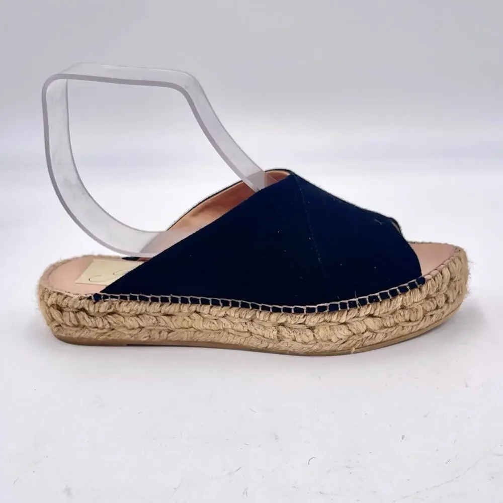 Gaimo Anthropologie Rolling Flatform Espadrilles Slip On Size 37 - 6.5 Black